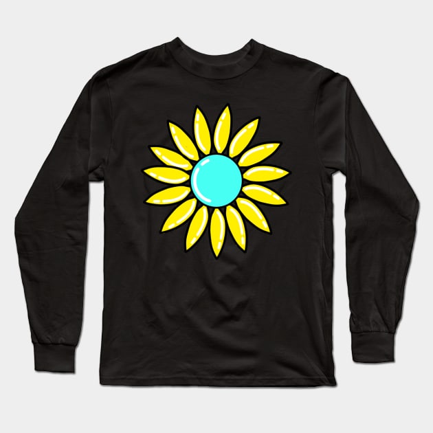 Blue Sunflower Long Sleeve T-Shirt by HeavenlyTrashy